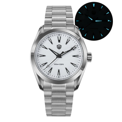 Montre Watchdives WD0006, mouvement VH31 à trotteuse fluide, verre saphir bombé, revêtement luminescent BGW9, étanche à 10 bars, 38 mm, style vintage
