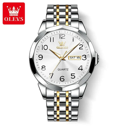 Montre pour homme OLEVS 9970 – Modèle élégant avec cadran numérique, affichage de la date et du jour, étanche, luminescente, à quartz – Montre de luxe originale