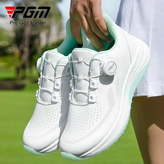 PGM Women Golf Shoes Summer Breathable Knob Shoelaces Height Increase Anti Slip Korean Outdoor Sports Sneakers XZ417