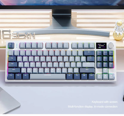 Teclado mecánico ATTACK SHARK K86 con perilla metálica, pantalla inteligente TFT a color, diseño de 87 teclas, iluminación RGB y conexión trimodo