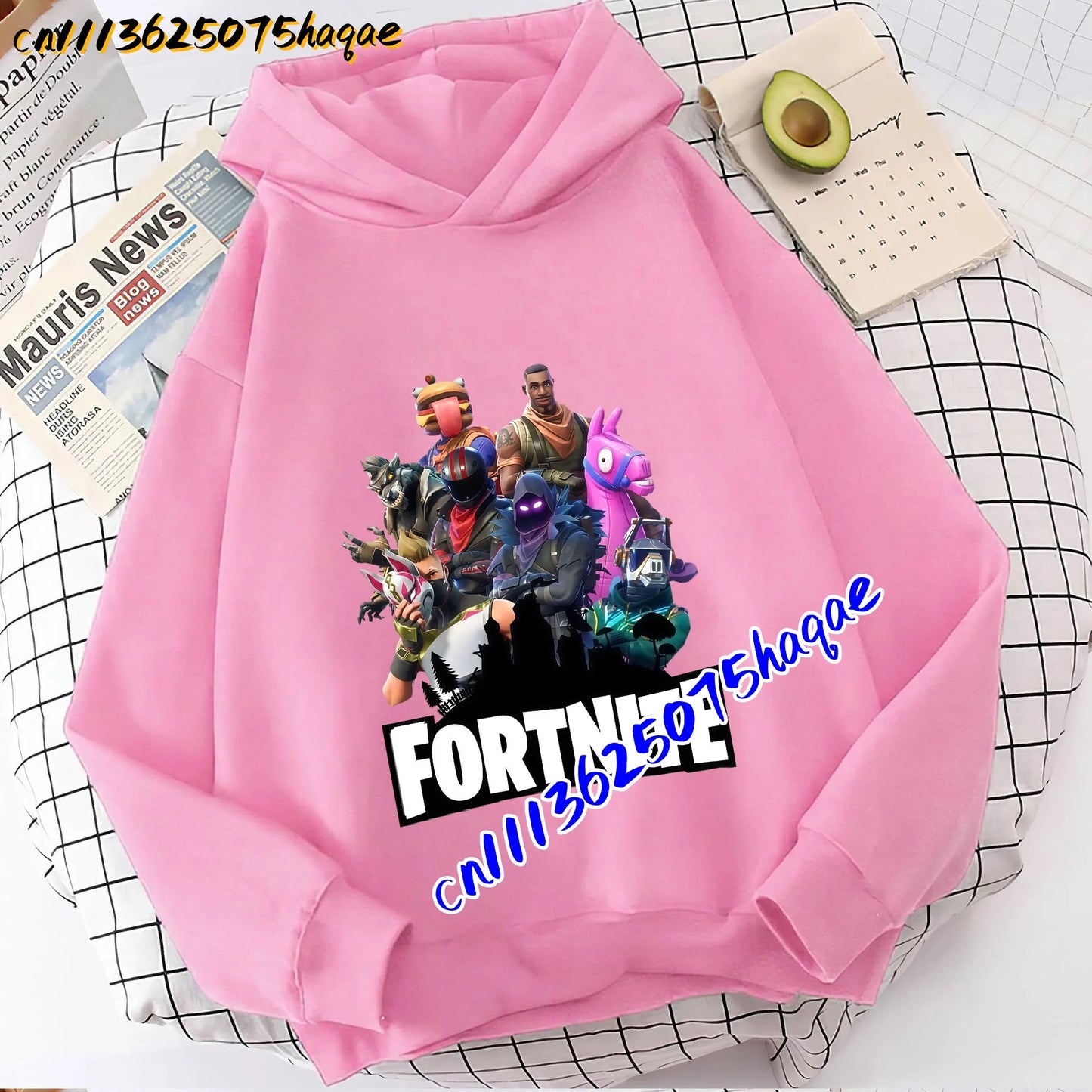 FORTNITED Kinder-Langarm-Hoodie für Mädchen und Jungen, Streetwear, Pullover-Sweatshirt für Babys, Anime-Mode, Kinderoberteil, Geschenk