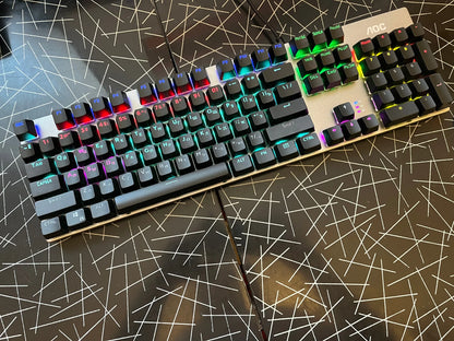 GK410 104 Full Keys Hot Swap Metal Panel Mechanical Keyboard RGB Light Green Black Tea Redaxis non-impact game computer keyboard