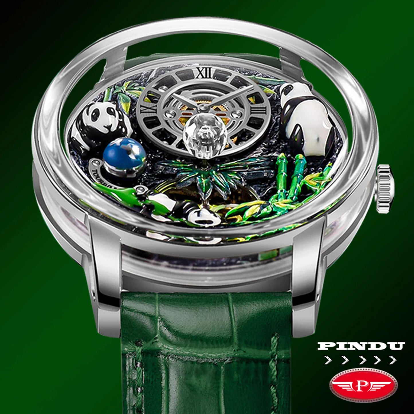 PINDU Panda National Treasure Series Mechanical Watch Men M2791B Movement Sapphire Mirror Waterproof Automatic Mechanical Watch