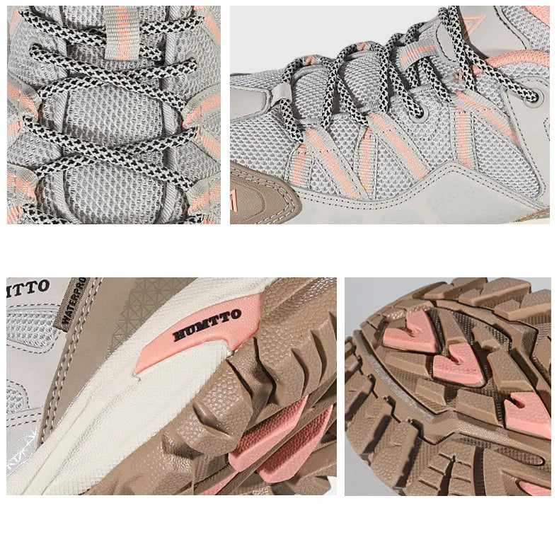 HUMTTO Hiking Shoes for Women Wear-Resistant Outdoor Women's Sports Shoes Lace-Up Climbing Trekking Sneakers Woman 110609B