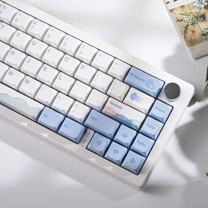 133 Keys XDA Profile Keycap Ocean Whale Theme PBT Keycaps For MX Switch Mechanical Keyboard Dye Sublimation Blue White Key Caps