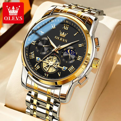 OLEVS 2859 Men’s Watch – A classic and luxurious model with Roman numerals, multifunctional, water-resistant, luminescent dial and high-quality quartz movement.