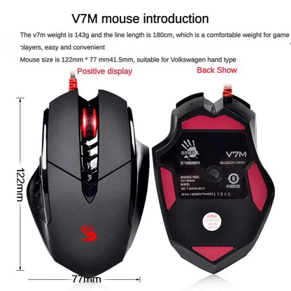 Жична мишка Bloody V7M с RGB, олекотен ергономичен дизайн, 4000dpi, за PC, офис, e-sports гейминг и макро програмиране, за CF LOL CS