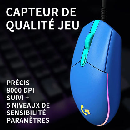 Przewodowa mysz gamingowa Logitech G203, klasy e-sportowej, 6 programowalnych przycisków i wielokolorowe podświetlenie do gier rywalizacyjnych