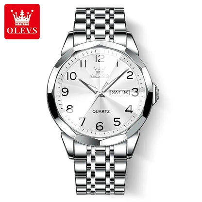 Montre pour homme OLEVS 9970 – Modèle élégant avec cadran numérique, affichage de la date et du jour, étanche, luminescente, à quartz – Montre de luxe originale