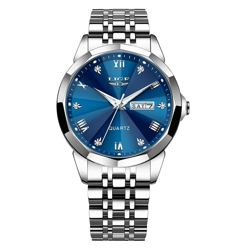 LIGE women’s quartz wristwatch – Elegant and luxurious, displaying the date and day of the week – A simple, water-resistant watch, ideal as a gift for women