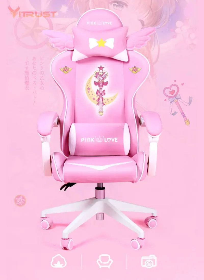 Pink Gaming Chairs for Girl Magic Comfortable Anchor Live Chair Gaming Chair Cute Pink Gaming Chair