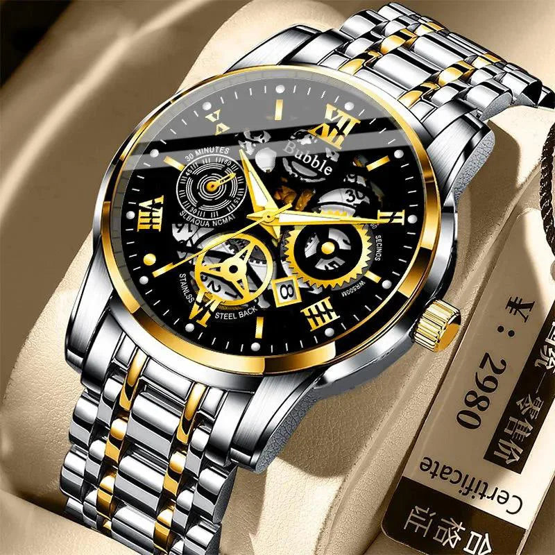 UTHAI L93 Herrenuhr: ein trendiges, hochwertiges und vielseitiges Modell im Stil „erschwinglicher Luxus“. Diese Quarzuhr verfügt über ein durchbrochenes Zifferblatt mit römischen Ziffern und ist wasserdicht.