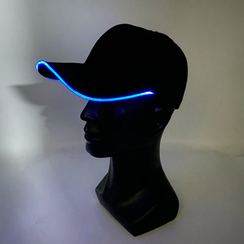 Madinga šviečianti beisbolo kepuraitė su LED apšvietimu, hiphopo stiliaus kepurė barui ir klubui, fluorescencinė kepurė vyrams ir moterims, DJ šokių reikmenys ir kostiumo aksesuaras