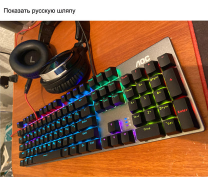 GK410 104 Full Keys Hot Swap Metal Panel Mechanical Keyboard RGB Light Green Black Tea Redaxis non-impact game computer keyboard