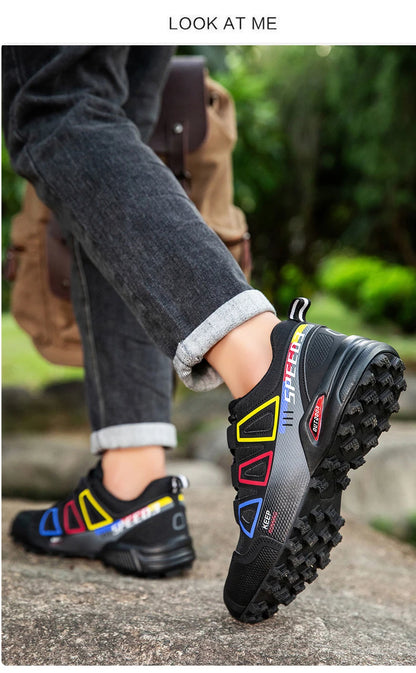 Men Cycling Shoes Outdoor Mountain Cross-Country Cycling Shoes Men Non-Slip Wear-Resistant Cycling Training Shoes Hiking Shoes