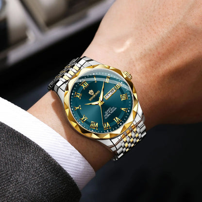 BINBOND Original Brand luxury quartz wristwatch for men, luminous, water-resistant, automatic date, day-of-the-week display, casual style.