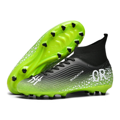 Chaussures de football professionnelles pour hommes/femmes, antidérapantes, à crampons FG, respirantes, chaussures d'entraînement à tige haute