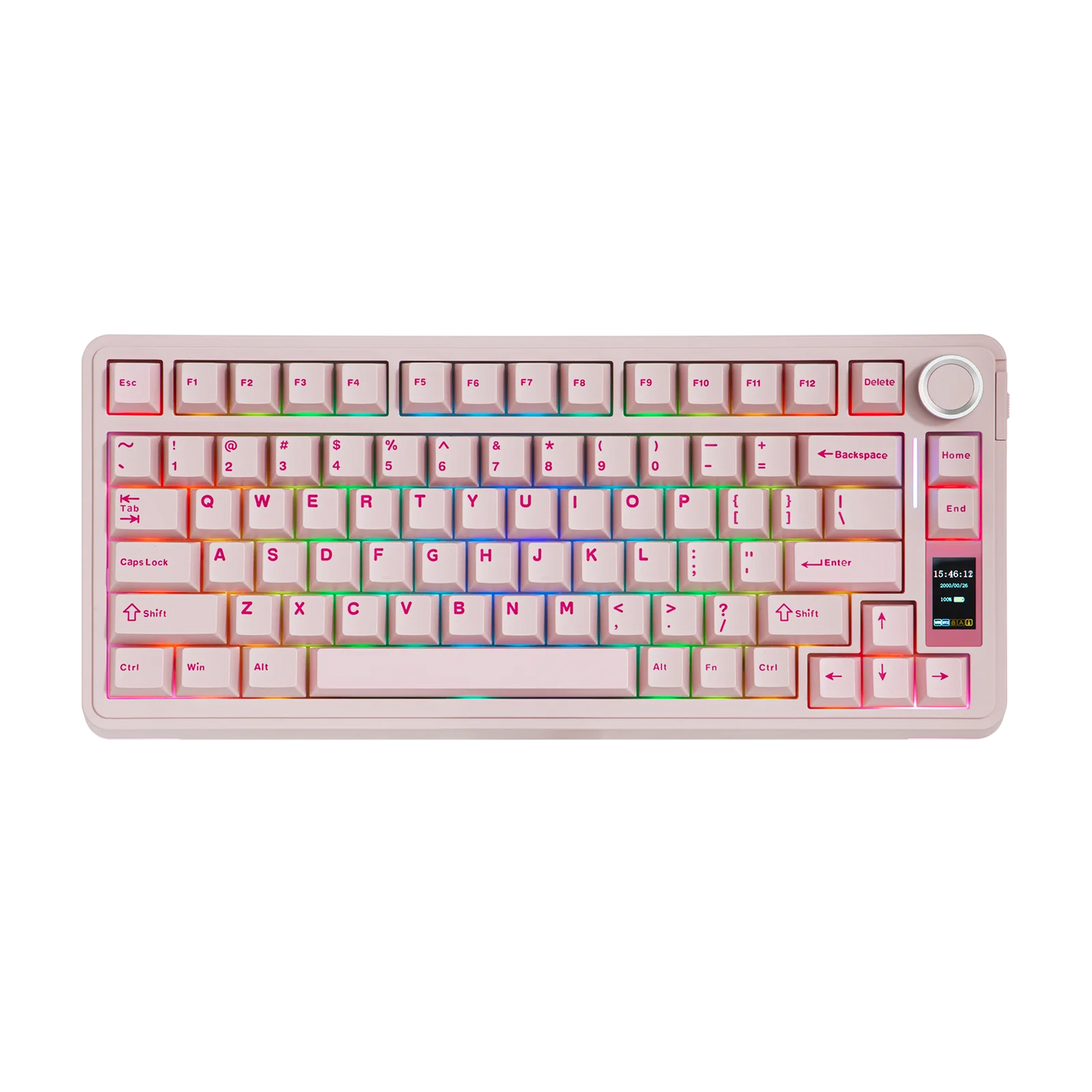 Teclado mecánico EPOMAKER X AULA EA75 MAX 75% ANSI US con hot-swap, montaje gasket, conexión por cable/BT/inalámbrica 2.4GHz, pantalla y perilla
