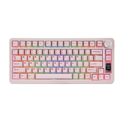 Teclado mecánico EPOMAKER X AULA EA75 MAX 75% ANSI US con hot-swap, montaje gasket, conexión por cable/BT/inalámbrica 2.4GHz, pantalla y perilla