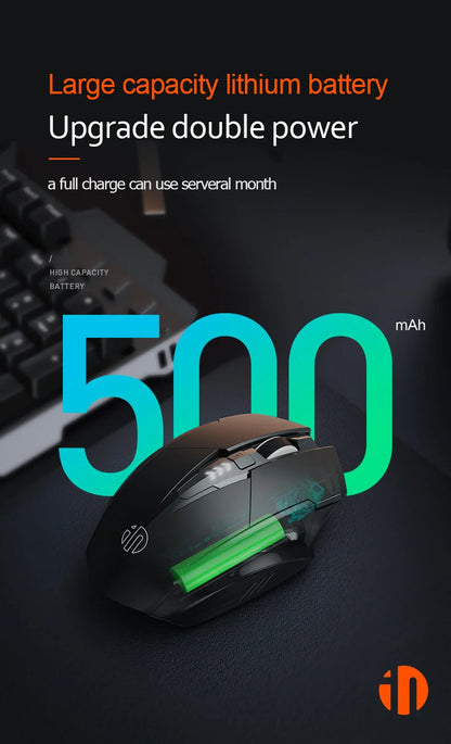 INPHIC A1 Bluetooth Mouse, Rechargeable 2.4G Tri-Mode Optical Mute Wireless Mouse, 1600 DPI for Mac, Laptop, PC, Tablet, Mobile Phone