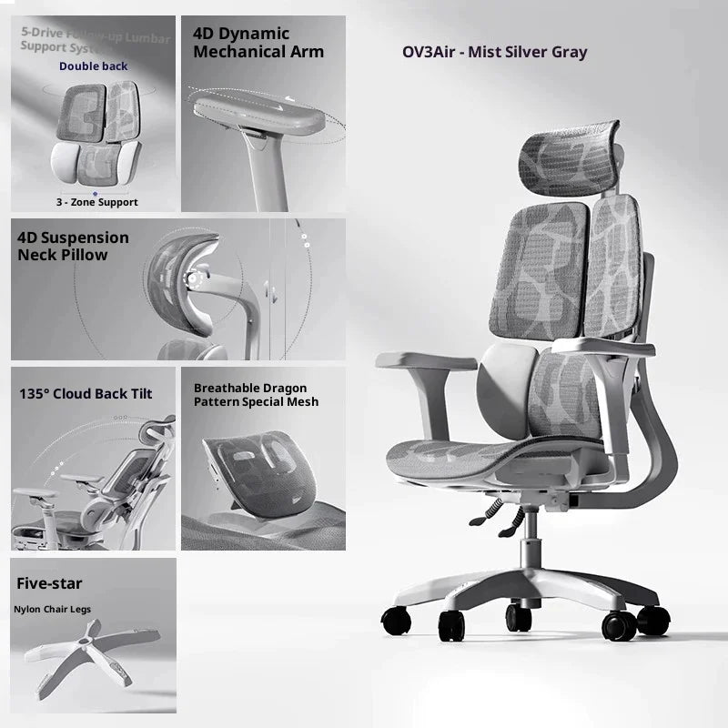 Silla de oficina de malla ergonómica ejecutiva para ordenador y gaming, mueble moderno giratorio con ruedas ajustable, silla gaming ergonómica