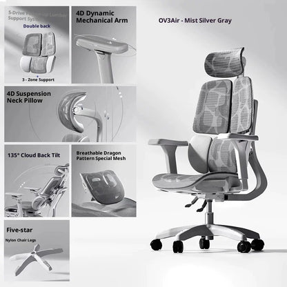 Silla de oficina de malla ergonómica ejecutiva para ordenador y gaming, mueble moderno giratorio con ruedas ajustable, silla gaming ergonómica