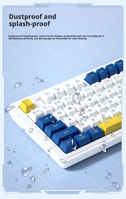 Wired Gaming Keyboard Mechanical Feel with Rotary Knob Three Color Mixed Backlit for PC Desktop Laptop Computer Accessories