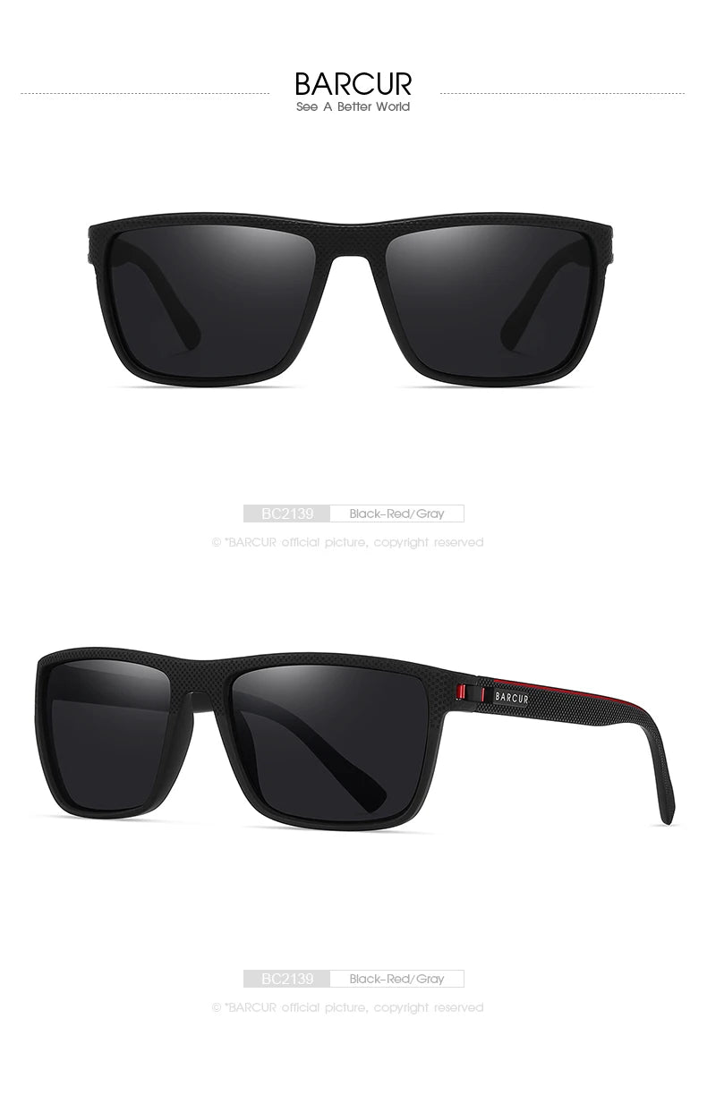 BARCUR Design TR90 napszemüveg férfiaknak, polarizált, könnyű sportnapszemüveg nőknek, szemüveg-kiegészítő, Oculos UVAB védelem