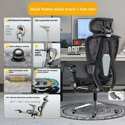 Přenosná minimalistická ergonomická židle s 10D područkami – počítačová, kancelářská, studijní a herní židle Gravity, pevná a odolná