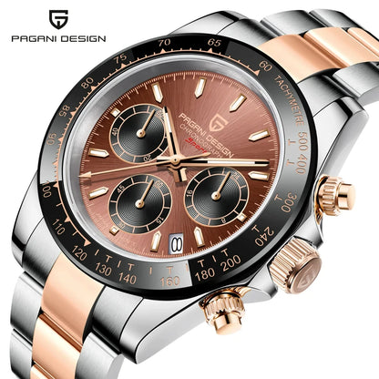 PAGANI DESIGN men’s chronograph watch – Luxury quartz wristwatch, luminous and water-resistant.