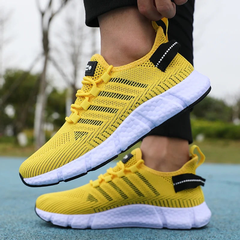 Chaussures de course légères pour hommes, baskets de marche tricotées en maille respirante, pour l'exercice en plein air, nouvelle collection été
