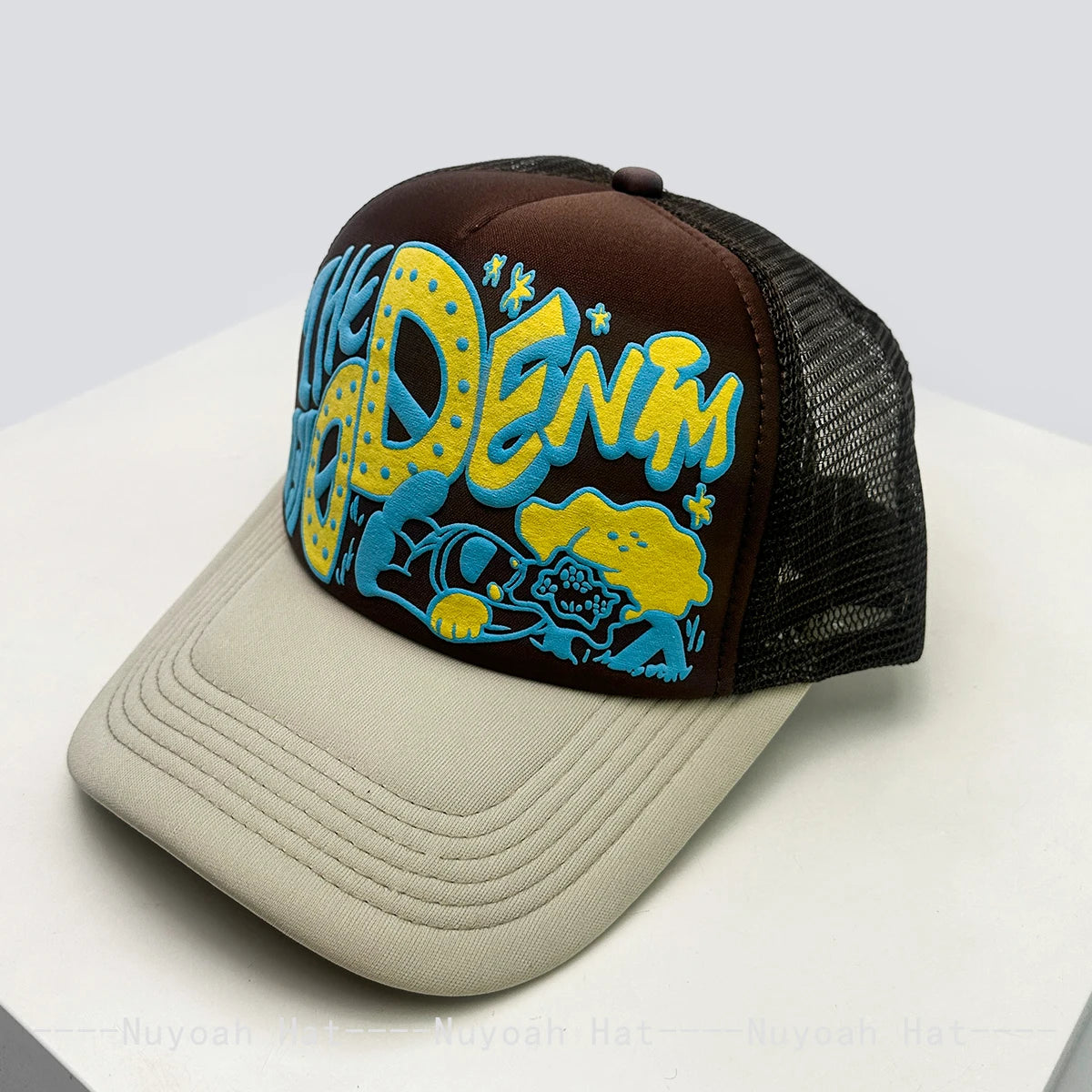 Șepci de baseball unisex interesante, cu litere imprimate 3D, cu parasolar, cu motive de desene animate, respirabile, cu blocuri de culori, șepci de camionagiu din plasă, versatile