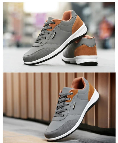 YRZL Herrenschuhe Frühling Herbst Wasserdichte Walking-Sneaker Freizeit-Ledersportschuhe für Herren Rutschfestes Schuhwerk Tennis für Herren