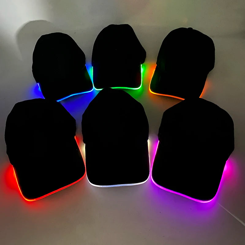 Madinga šviečianti beisbolo kepuraitė su LED apšvietimu, hiphopo stiliaus kepurė barui ir klubui, fluorescencinė kepurė vyrams ir moterims, DJ šokių reikmenys ir kostiumo aksesuaras