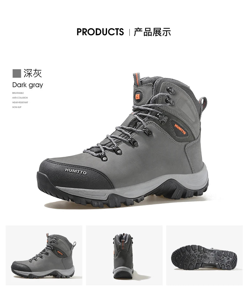 HUMTTO Buty trekkingowe męskie wodoodporne buty myśliwskie taktyczne pustynne buty bojowe za kostkę do trekkingu dla mężczyzn i kobiet ciepłe skórzane sneakersy