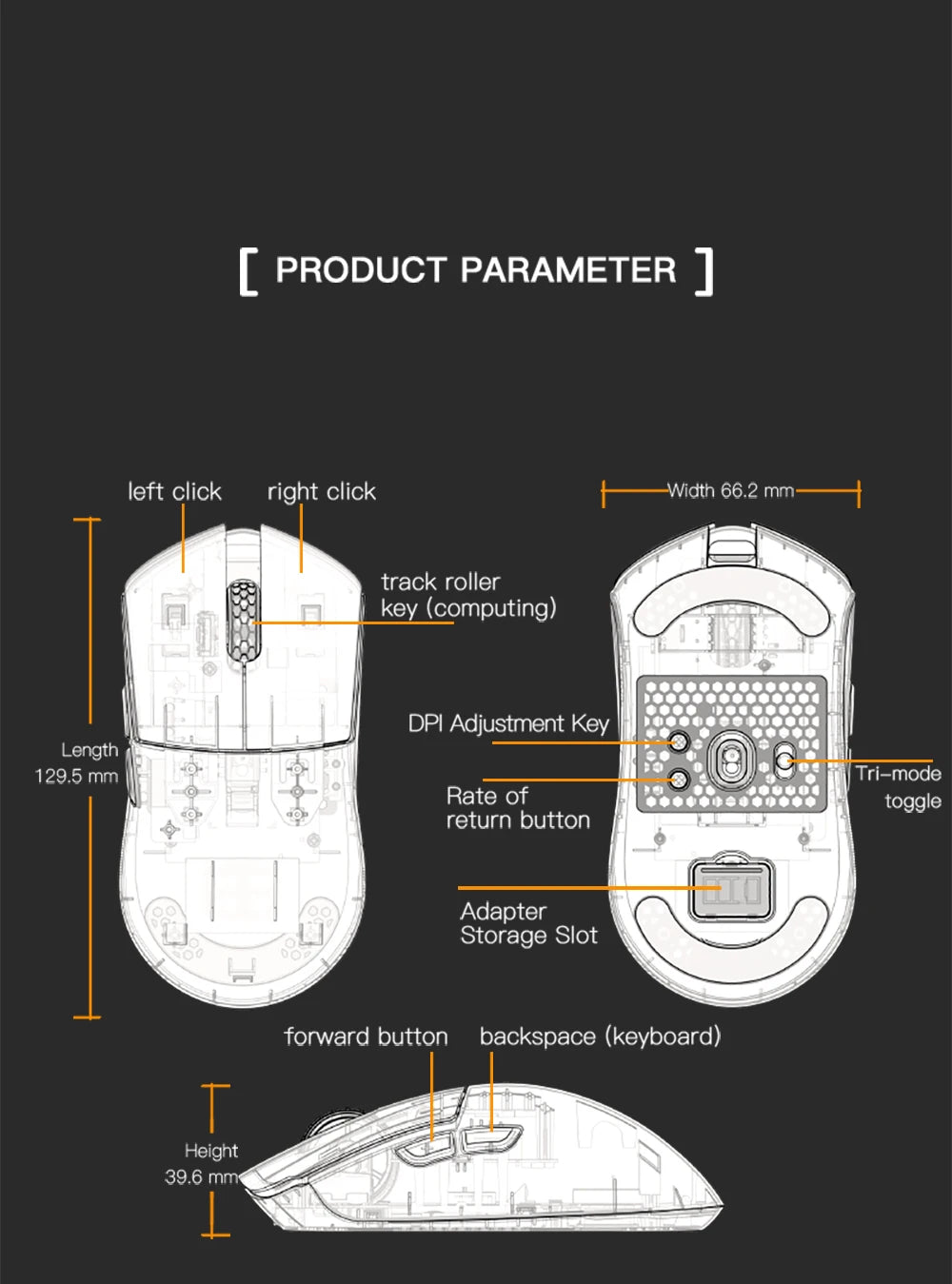Геймърска мишка Darmoshark M3Pro 2.4G BT безжична Tri-Mode, сензор PAW3395, N52840, 26000DPI, за голяма ръка, макро драйвер, мишка за игри
