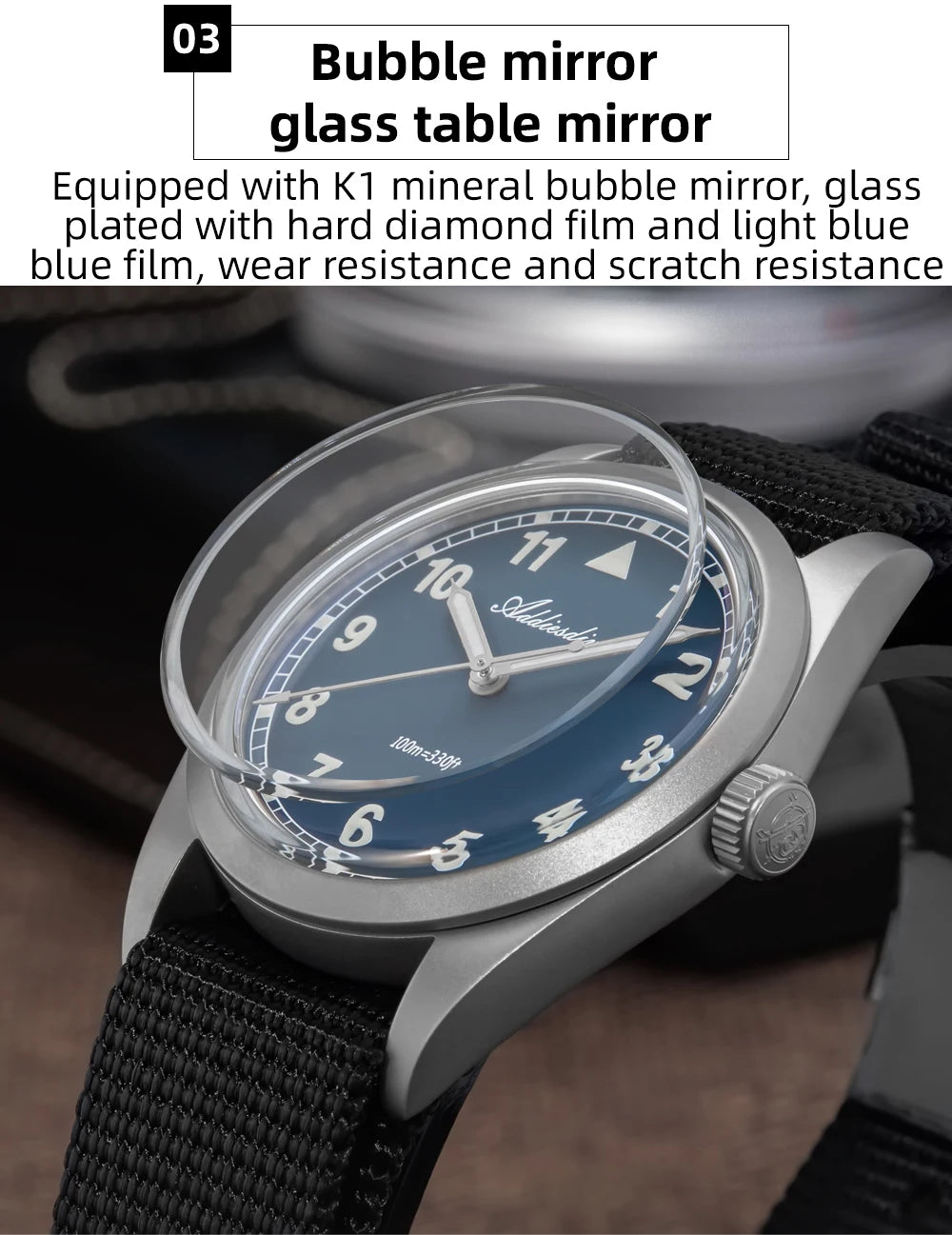 ADDIESDIVE luxus kvarc karóra férfiaknak, új, 36 mm-es, AR-bevonatú buboréküveggel, AD2079, világító, 100 m-es vízállóság, rozsdamentes acél, férfi ajándék