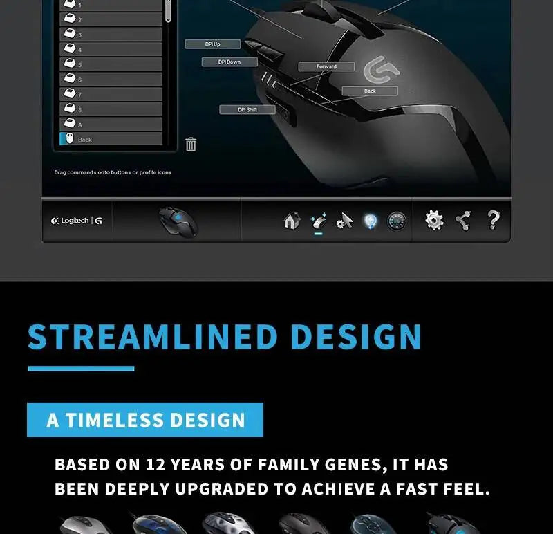 Ratón gaming con cable Logitech G402, procesador ARM de 32 bits, 8 botones, 500 IPS, antideslizante, para sesiones de juego y trabajo durante todo el día