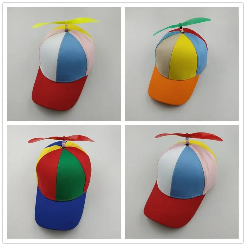 Fashion Colorful Bamboo Dragonfly Patchwork Baseball Cap Adult Kid Helicopter Propeller Funny Cotton Parent-child Snapback Hats