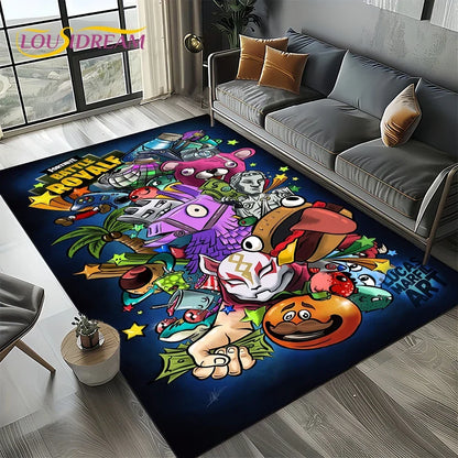 2025 Games 3D F-Fortnite Cartoon Carpet Rug for Living Room Bedroom Home Sofa Decoration, Kids Play Area Rug Non-slip Floor Mat