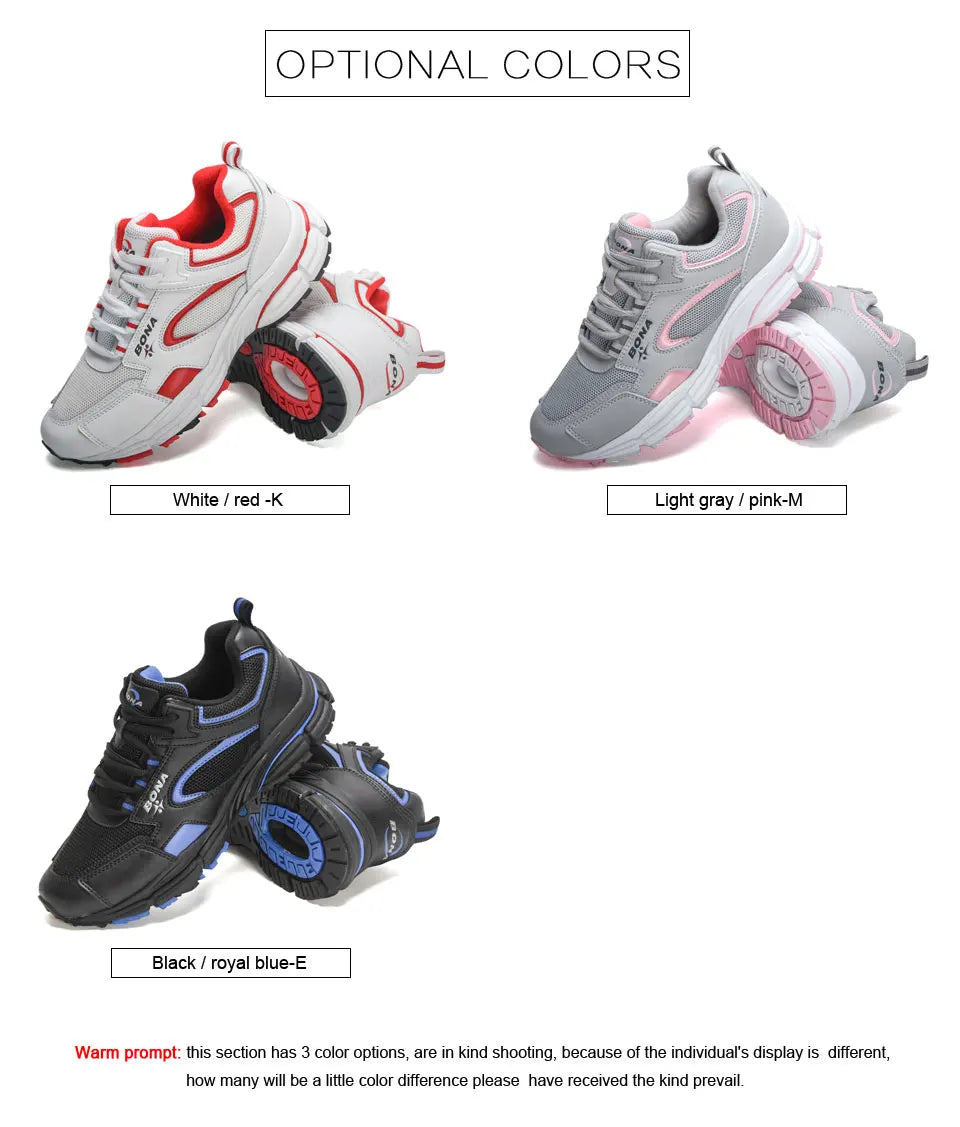 BONA new designers running shoes breathable outdoor sports shoes women lightweight sneakers ladies comfort athletic shoes