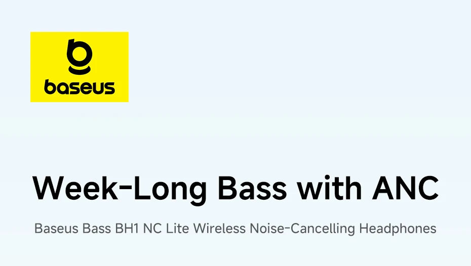 Baseus Bass EH10 NC Wireless Headphones Bluetooth 6.0 Noise Canceling 45dB Over Ear Headset Spatial Audio Earphone 80H Time