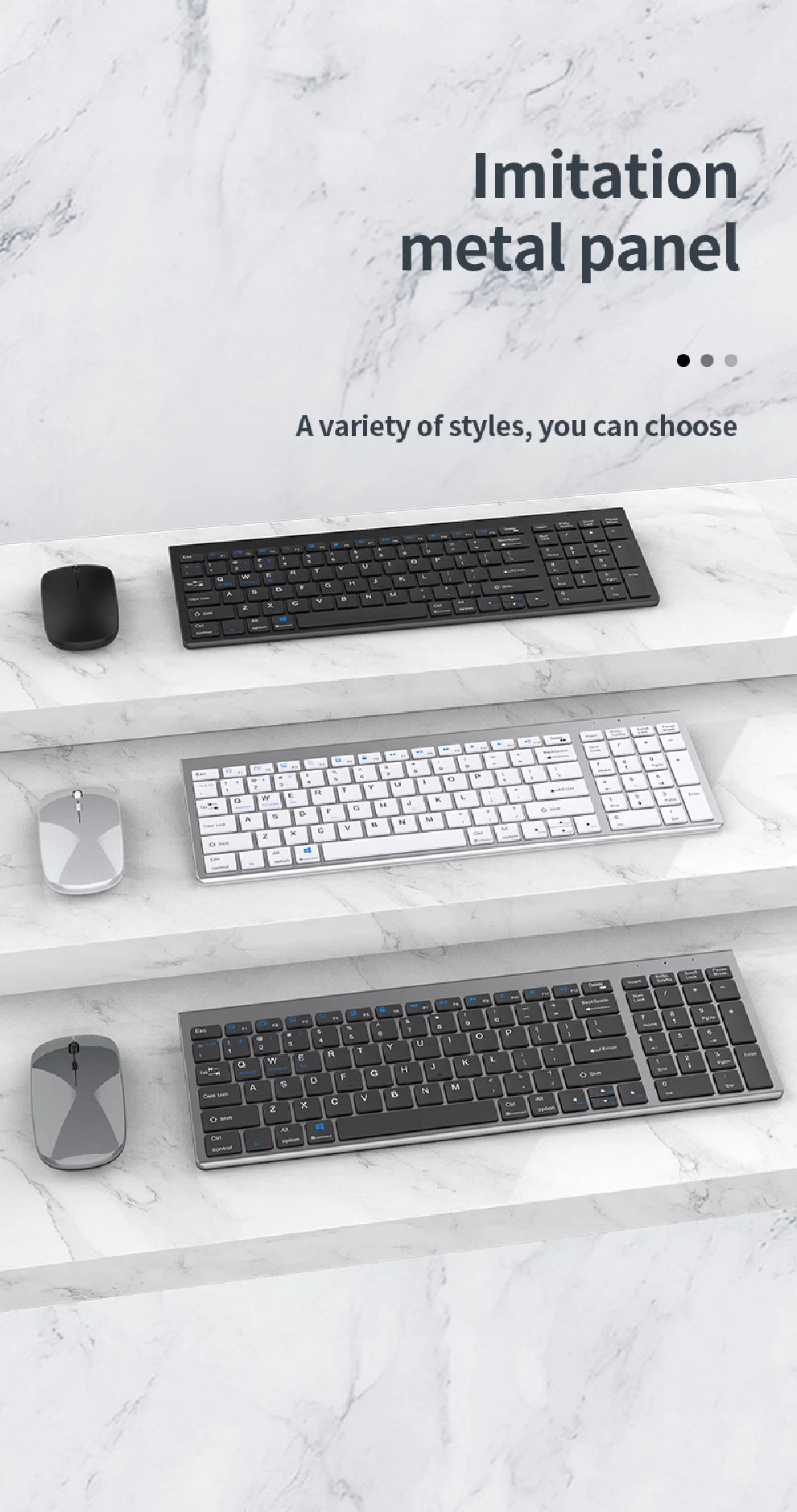 JOMAA Bluetooth-&2.4G-USB-Tastatur-und-Maus-Set für Laptop, Computer und iPad, wiederaufladbare kabellose Tastatur-und-Maus-Kombination, leise