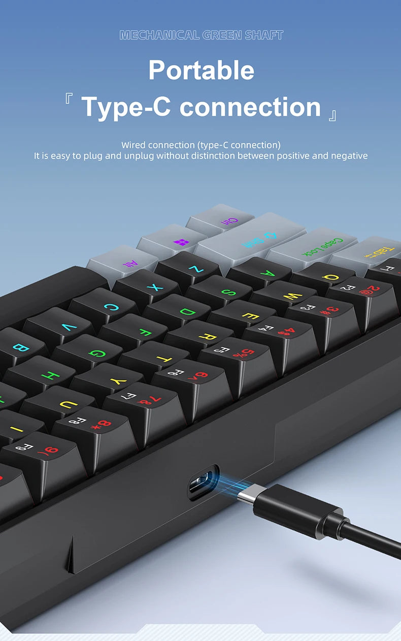 APAYADO K61 60% Mini bedraad mechanisch gamingtoetsenbord Phantom RGB, 61 toetsen, red/blue switch, ergonomisch, draagbaar voor pc/laptop