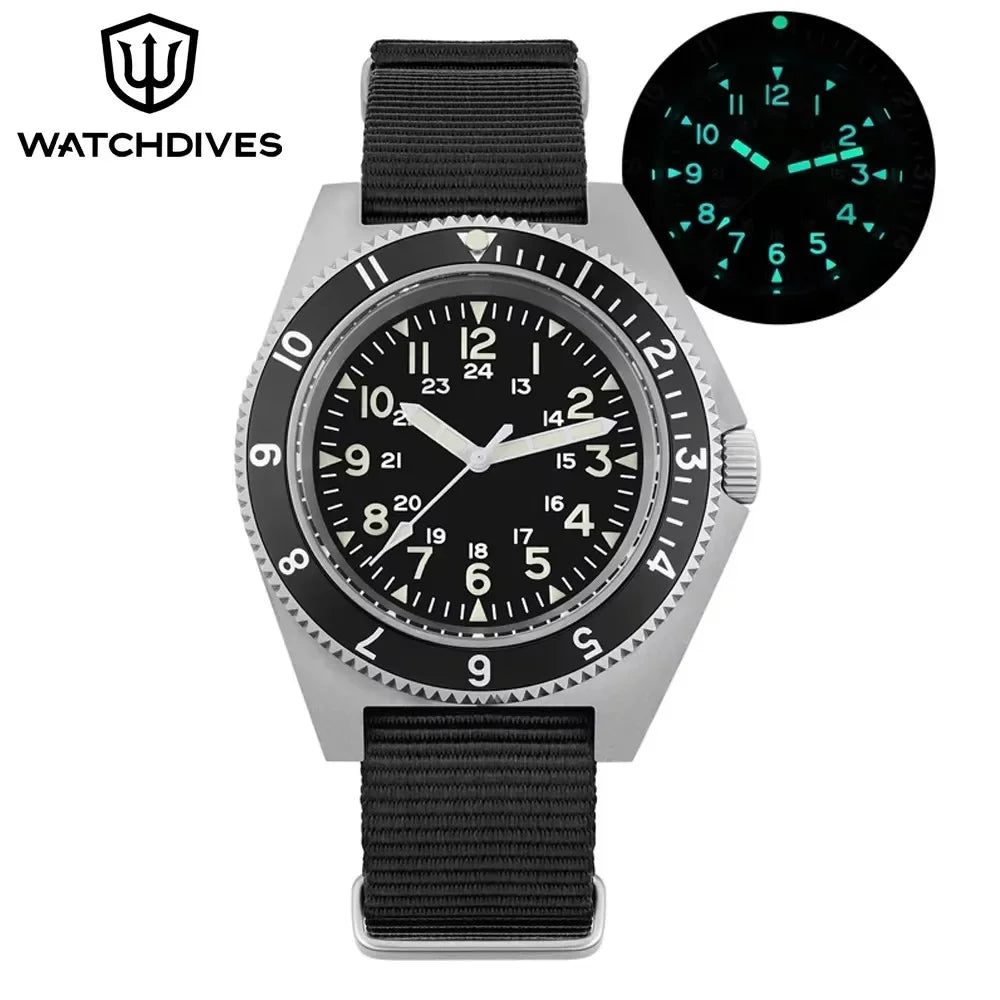 Watchdives WD1972 Quarzuhr mit VH31 Sweep-Seconds-Uhrwerk, Saphirglas, BGW9-Leuchtmasse, 20Bar wasserdicht, Vintage-Herrenuhr