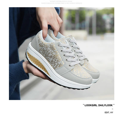 Women’s Leather Casual Sneakers Fashion Comfortable Platform Walking Shoes Wedge Moccasins Breathable Loafers Zapatos De Mujer