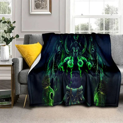 3D World of Warcraft-spil WOW Lich King DH-tæppe, blødt tæppe til hjemmet, soveværelset, sengen, sofaen, picnic, rejser, kontoret og børn