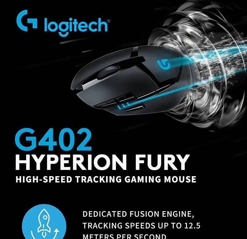 Ratón gaming con cable Logitech G402, procesador ARM de 32 bits, 8 botones, 500 IPS, antideslizante, para sesiones de juego y trabajo durante todo el día