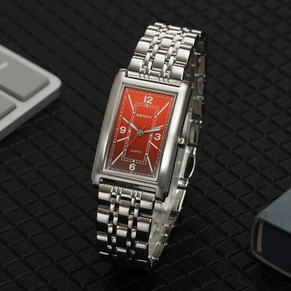 BERNY square men’s watch – Quartz movement, Roman numeral dial, luminescent display, 316L stainless steel case – An elegant and casual rectangular watch