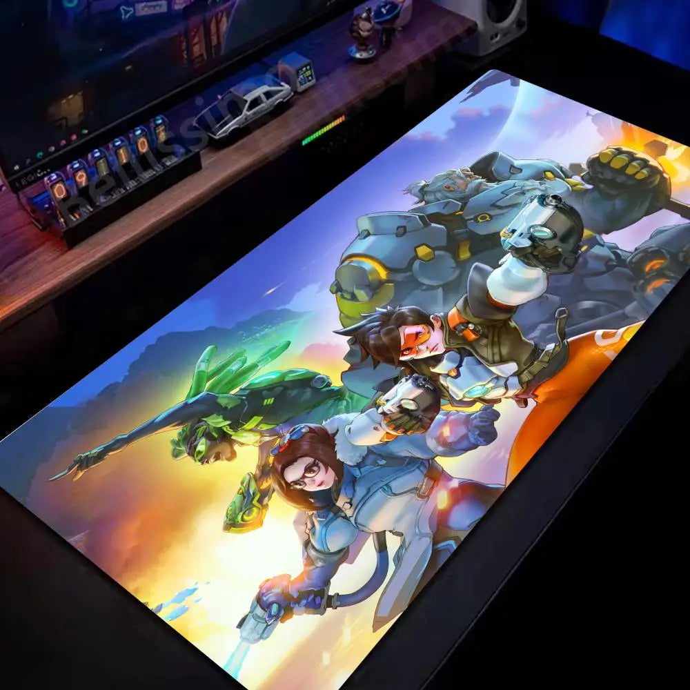 Großes Overwatch-PC-Gaming-Mauspad, süße pinke Tastatur-Erweiterungsmatte, Laptop-Gaming-Zubehör, Schreibtischmatte, Kawaii-HD-Teppich